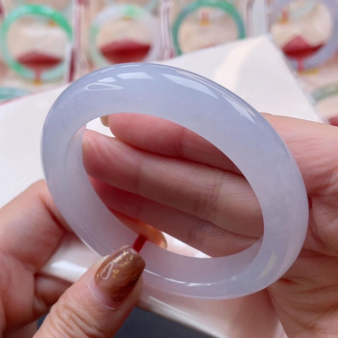 未镶嵌手镯翡翠56正圈 樱花粉 温柔似水 完美9号