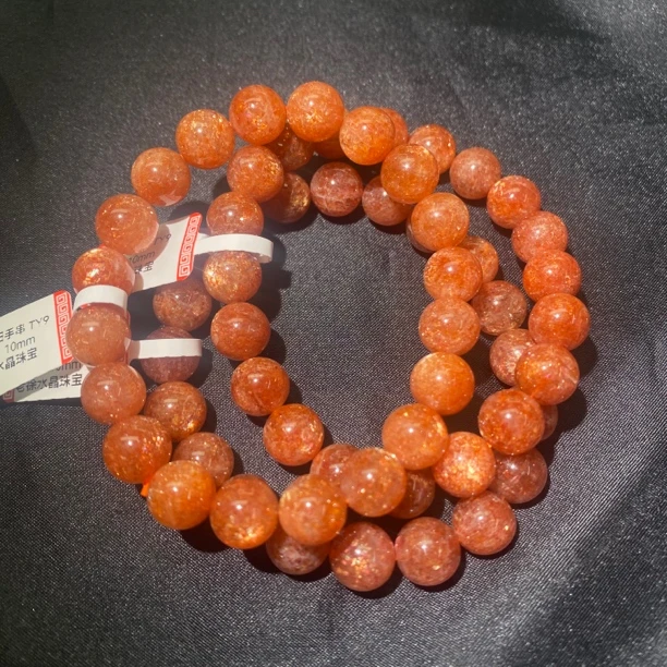 TY9天然金太阳手串橘红闪片金太阳石_多样性发其一