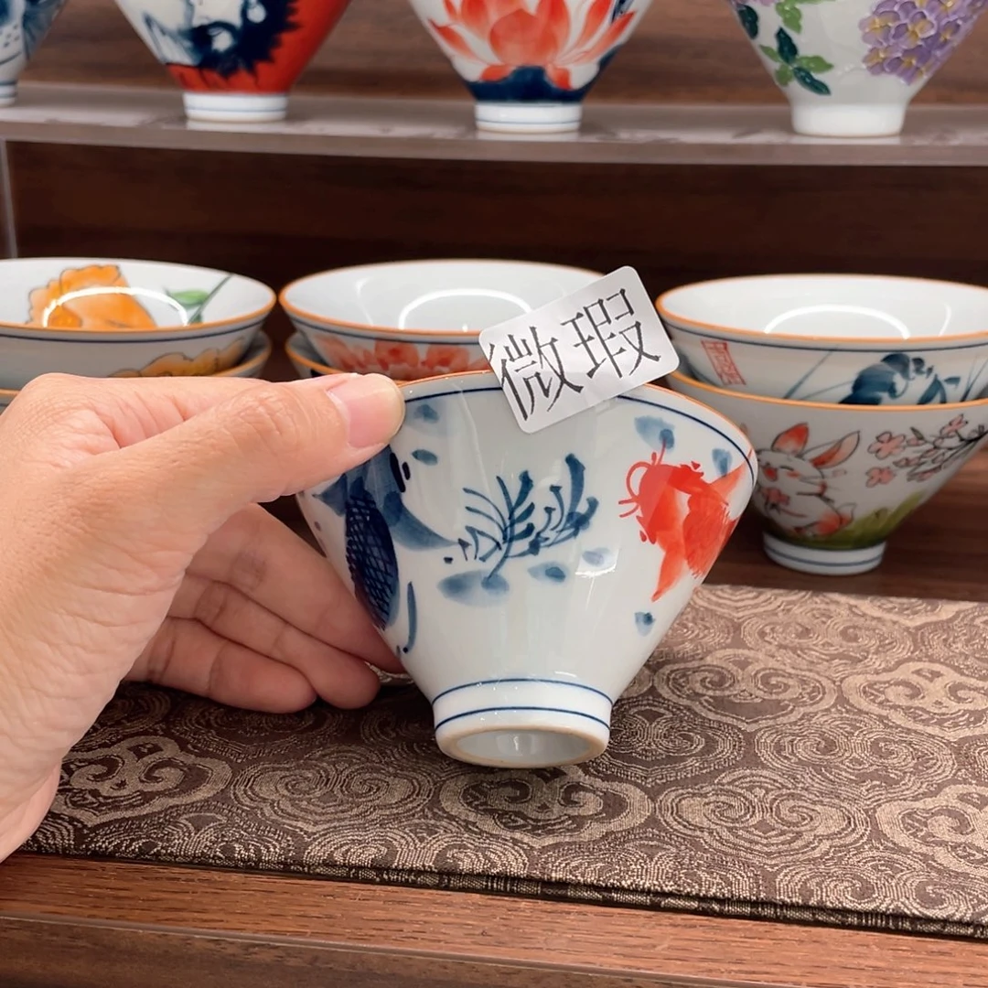 釉下手绘茶具微瑕