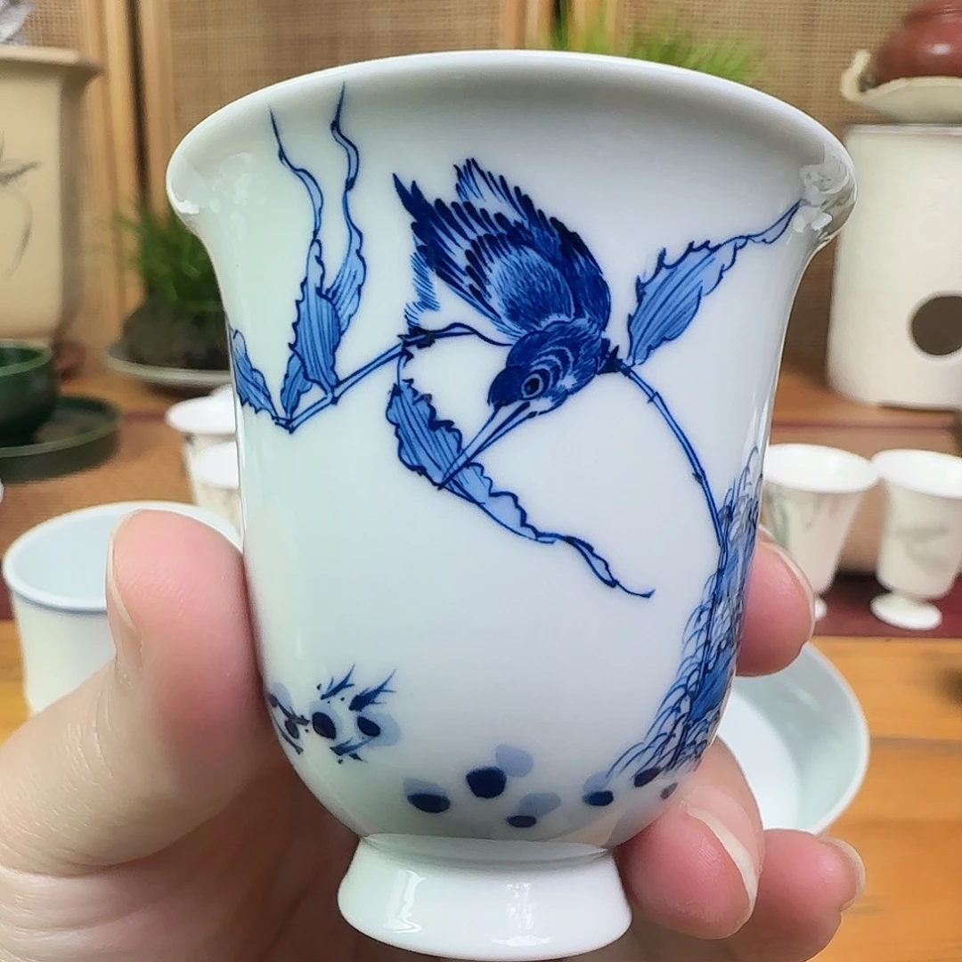 杯仿王步单翠青花