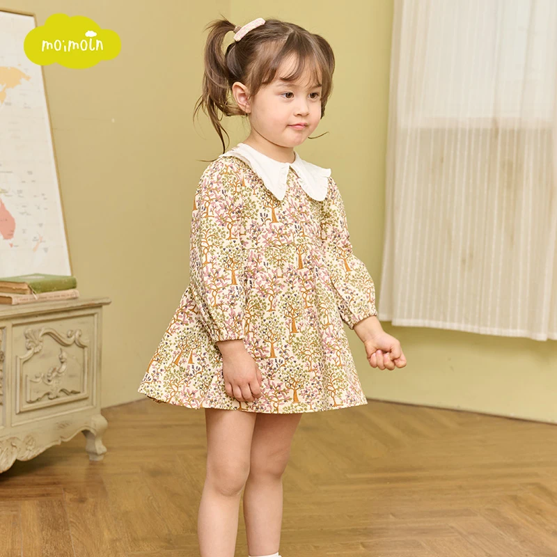 moimoln小云朵童装春秋季新款女童连衣裙女宝碎花裙子公主裙