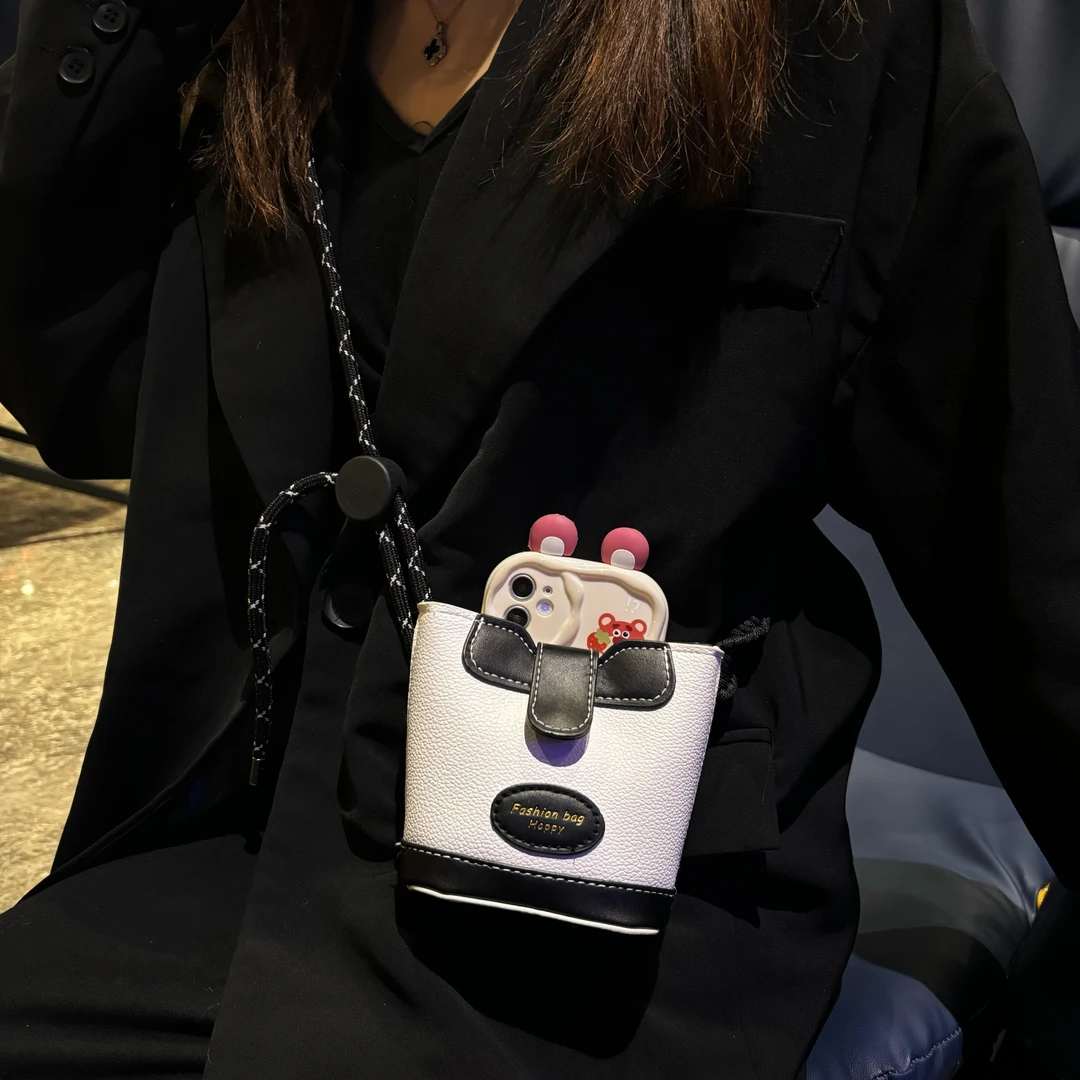 【手机背夹】春游必备高级水桶包女款斜挎包迷你零钱包通用型背夹