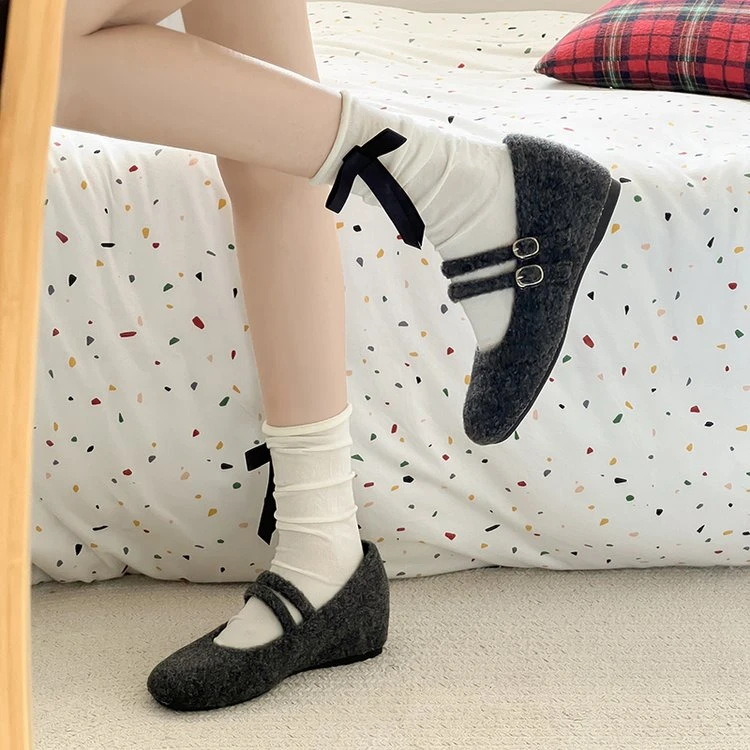 厚底玛丽珍毛毛鞋女款外穿2025秋冬季新款法式呢子内增高单鞋女款