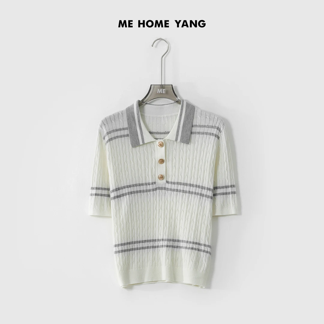 ME【巴曼条纹polo衫】夏季新款女士显瘦通勤针织衫MEQS3702