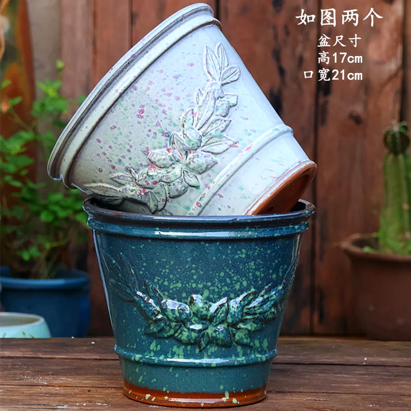 大口径陶瓷花盆大号多肉植物盆栽三角梅盆简约室内绿植发财树盆