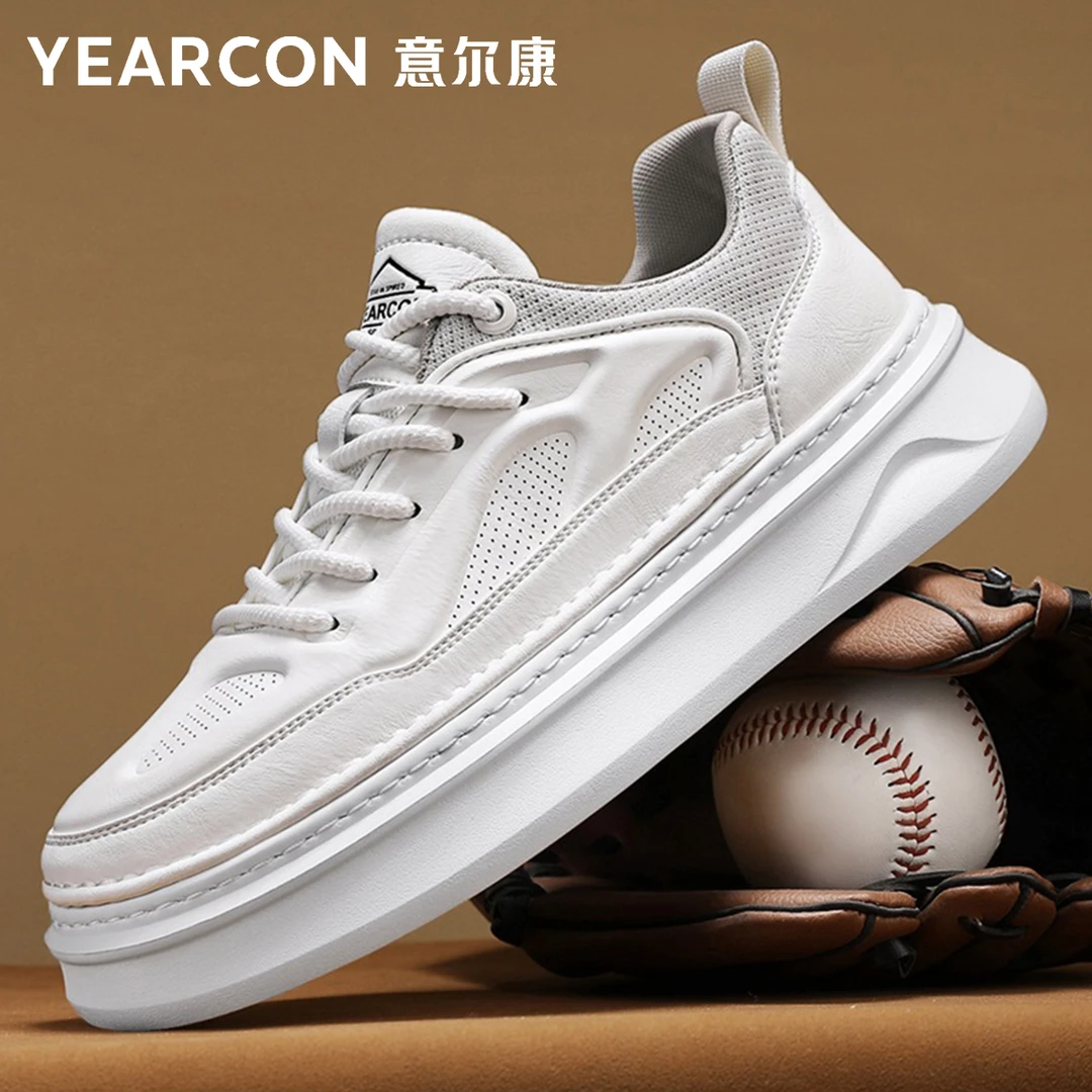 YEARCON/意尔康休闲皮鞋板鞋透气百搭小白鞋潮流低帮韩版时尚4807