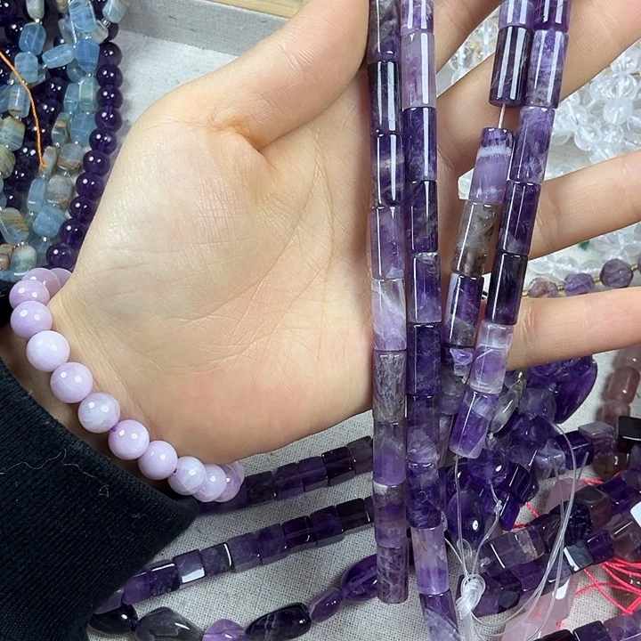石英质玉合金珠宝半成品卡8*16紫水一条