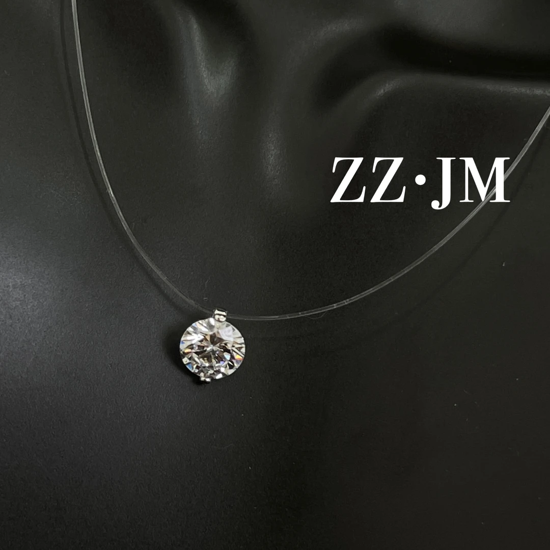 铜合金项链 （L孙俪同款鱼丝线一颗锆）一滴泪珠小众简约