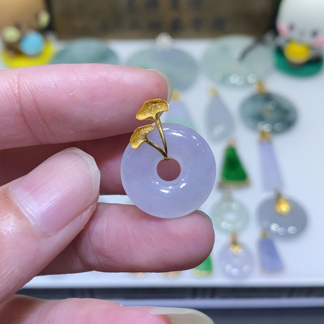 翡翠18K金镶嵌吊坠(不含链)