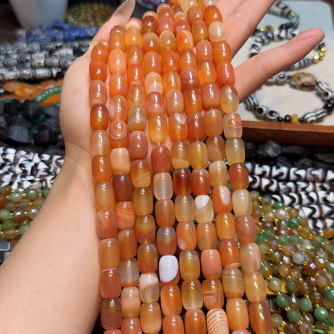 玛瑙/玉髓未镶嵌珠宝半成品盐源玛瑙桶10✖️14mm