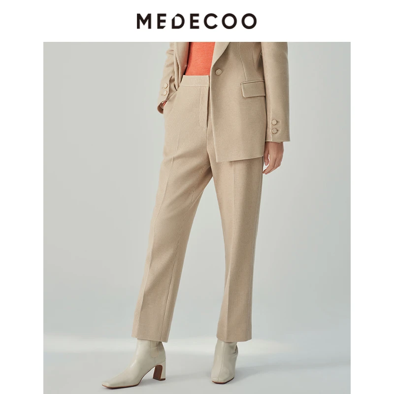 MEDECOO/墨蒂珂 条绒直筒休闲长裤西裤MHD80506
