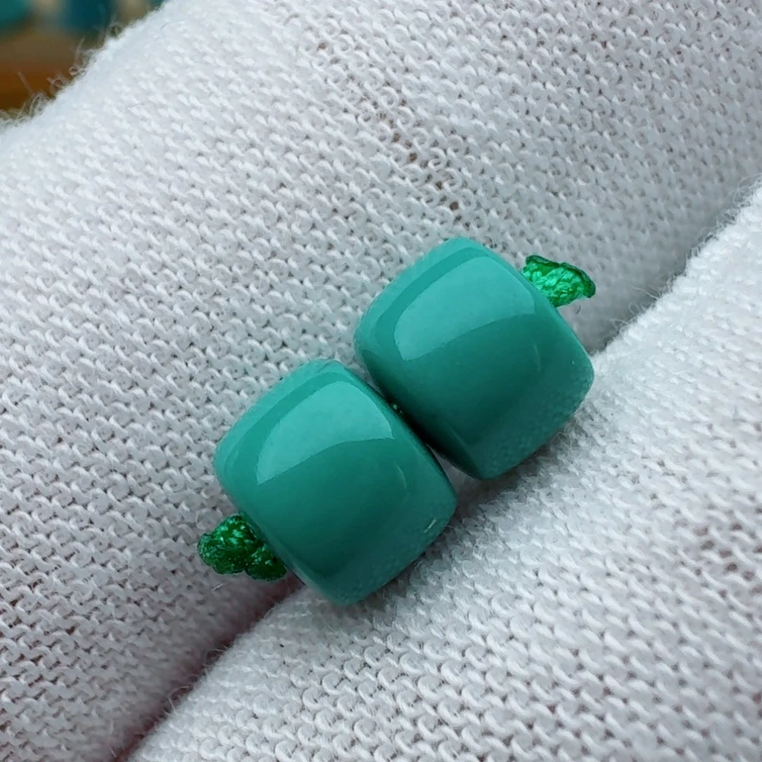 绿松石未镶嵌直切对珠5.9