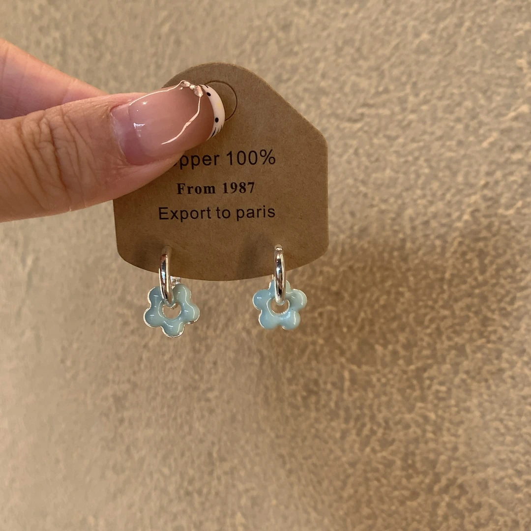 合金耳饰 [奶油泡芙]日系小清新简约时尚花朵耳饰温柔可人设计感