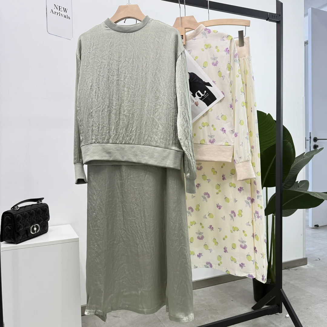 B017出口欧美温婉气质千金感贵清冷百搭时尚优雅显瘦懒人套装洋气