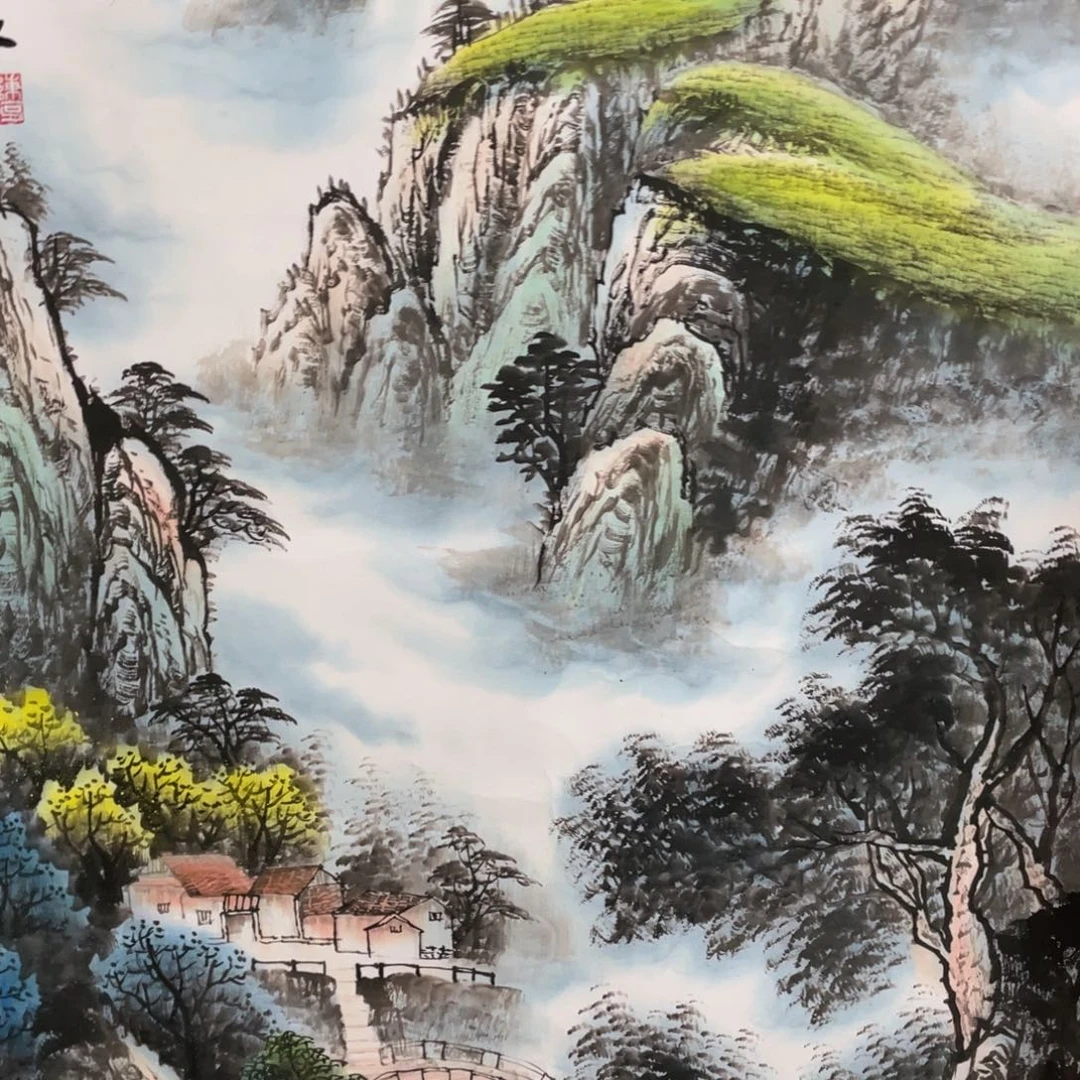 国画手绘带装裱和运险w
