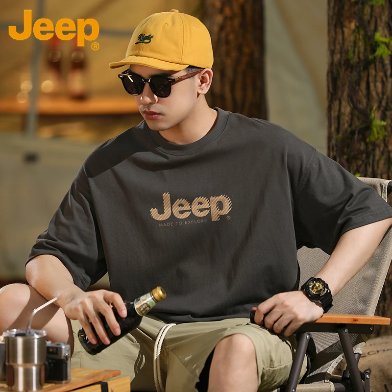 JEEP/吉普纯棉短袖T恤男孩2025新款运动潮流宽松体恤夏季休闲衣服