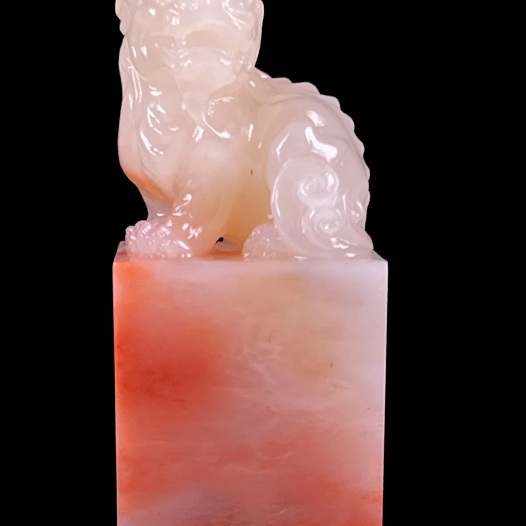 结晶高山石瑞兽呈祥印章 重84.7克 2.7/2.7/6.2cm