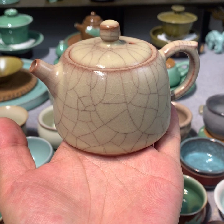 龙泉青瓷手工哥窑大开片壶