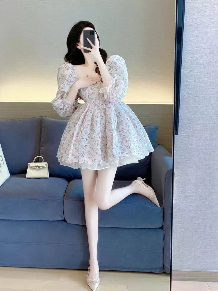 甜美连衣裙 时尚泡泡袖短款法式 直播间专属链接