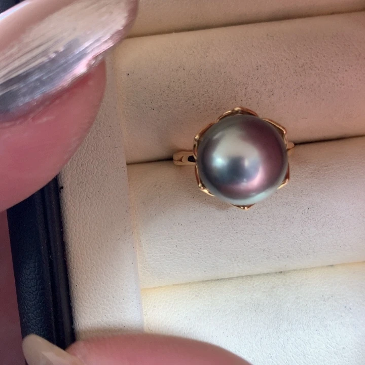 银S925镶嵌戒指海水珍珠