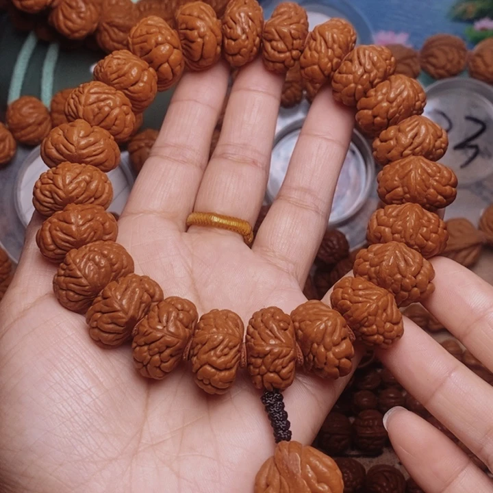 云***ʃ文玩核桃手串龙纹桃核