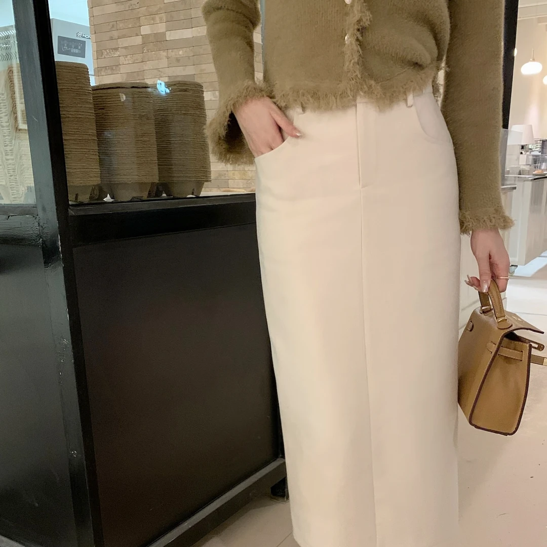 【芝士Cheese】麦可多 毛呢极简半裙