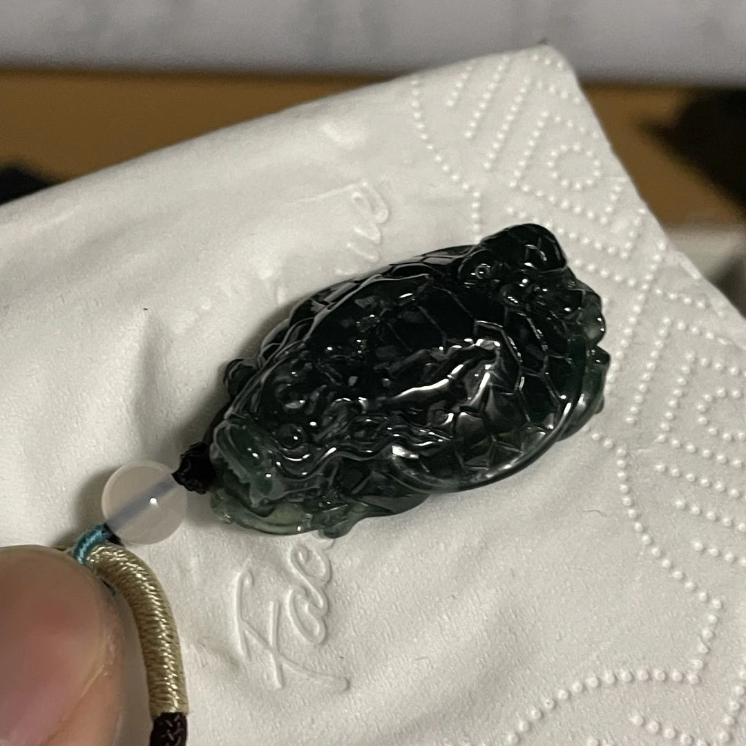 天然翡翠a货 龙龟玉坠n1