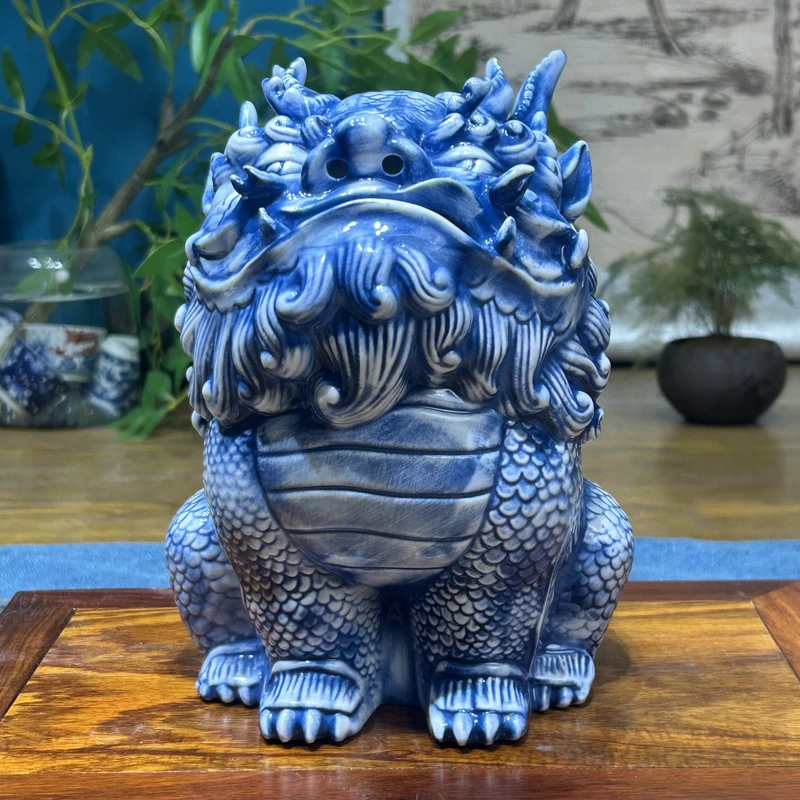 景德镇陶瓷手工麒麟茶宠招财创意摆件精品丑萌可爱礼物冒烟香炉