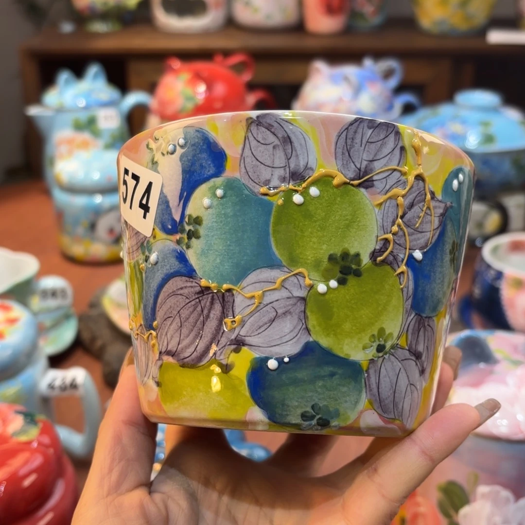 瓷片景德镇手绘高温釉下彩陶瓷茶具