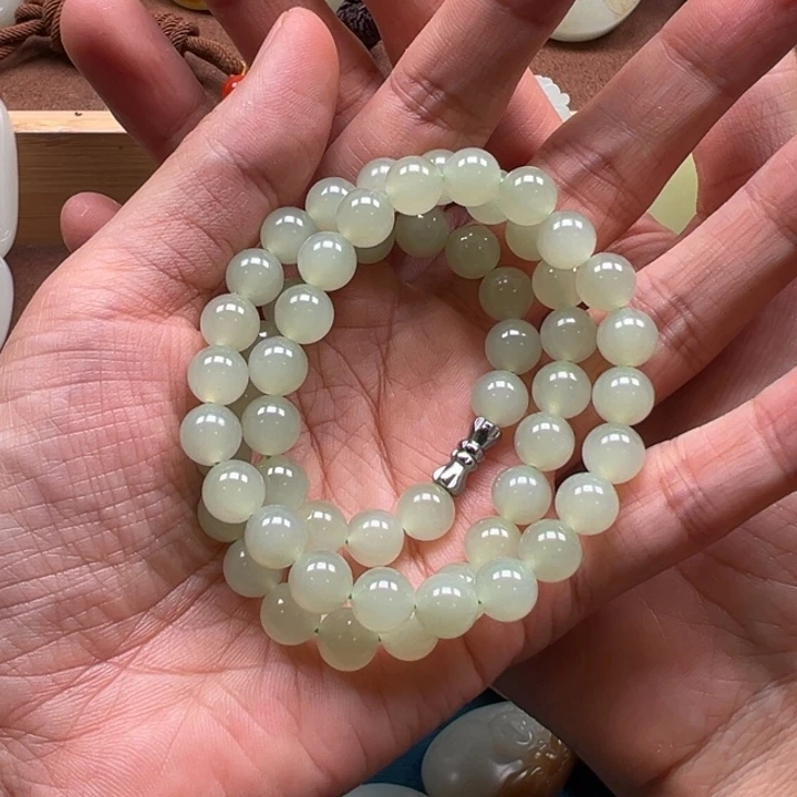 独***勾和田玉未镶嵌颈饰青海料项链