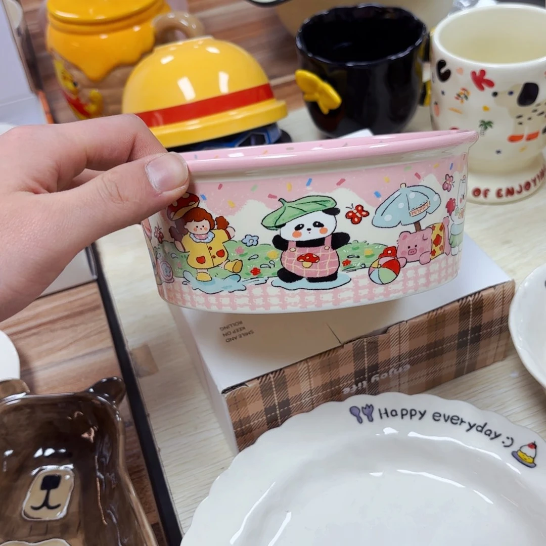 白瓷六寸可爱大碗带盒正品