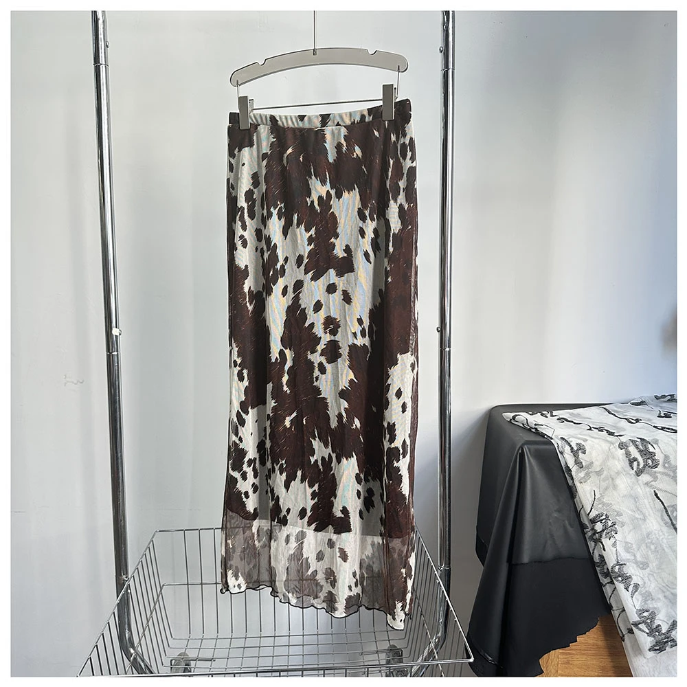 Q220夏季新款女士休闲松紧腰花色半身裙