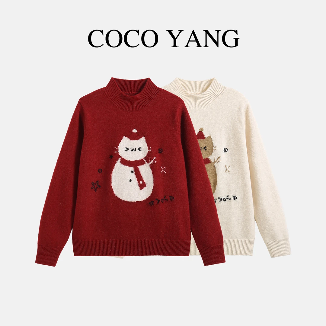 秋冬季新款女大童毛衣温柔气质百搭亲肤圆领毛衣亲子款-SW681