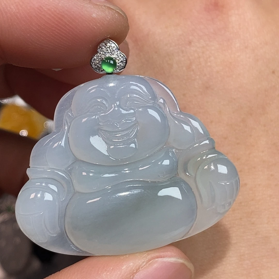 翡翠颈饰18K金镶嵌佛公