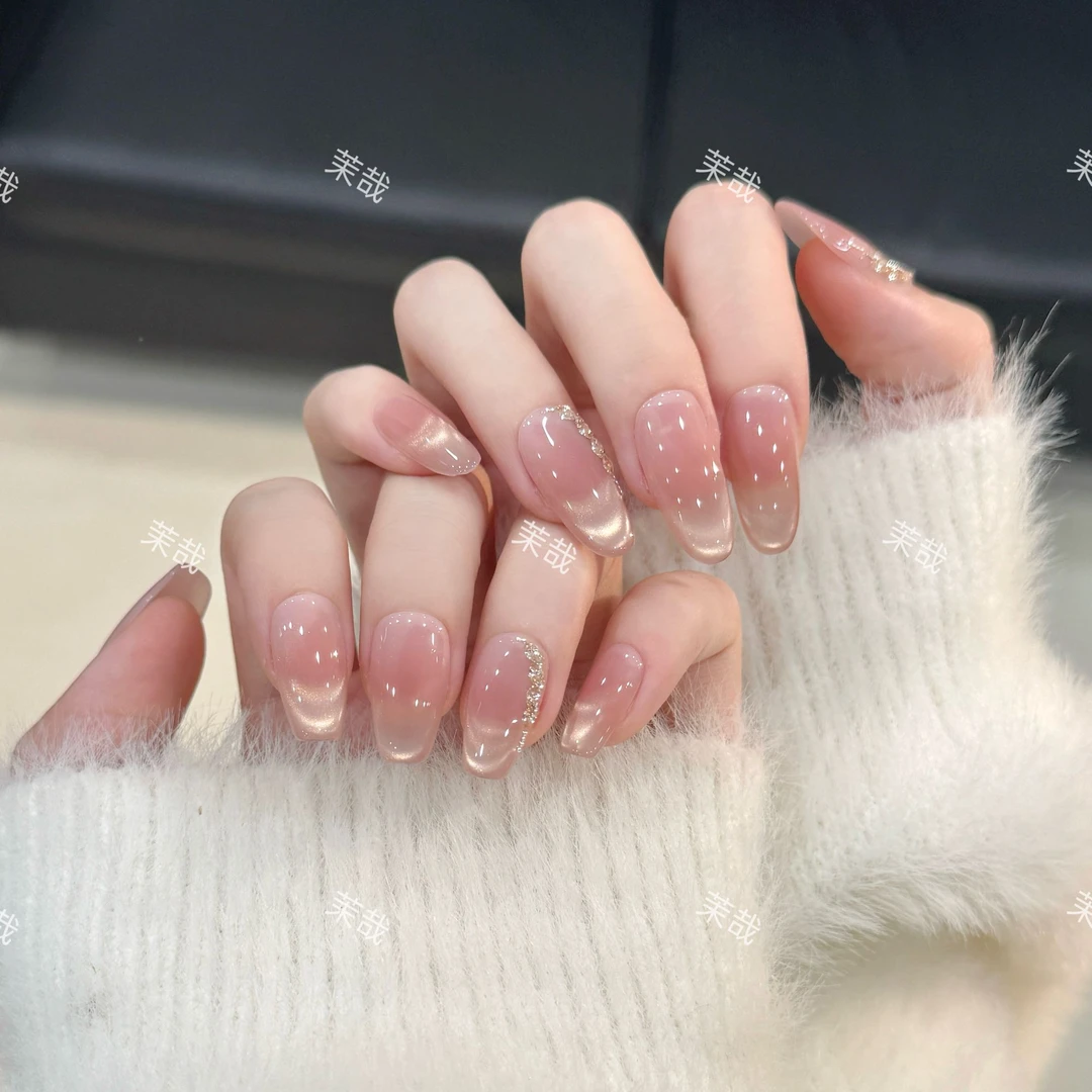 茉哉现货H【落日情书】纯手工定制美甲拆卸穿戴甲A4225