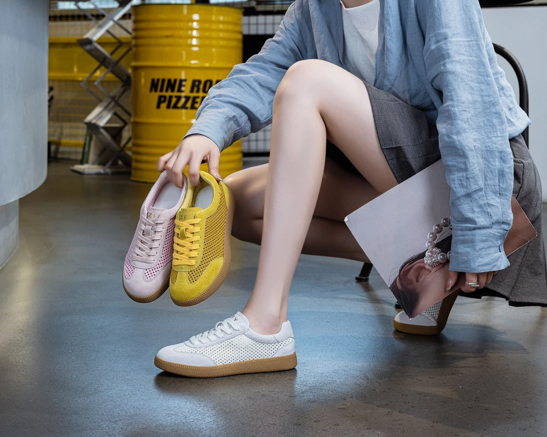 复古德训鞋女鞋2025夏季新款软底软面网面舒适百搭网红款小白鞋