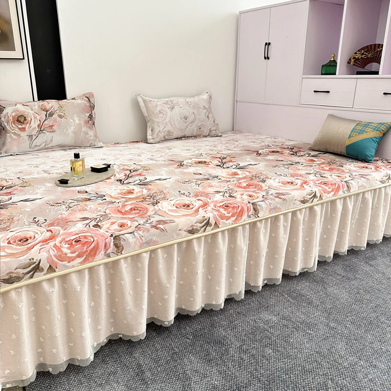 榻榻米大炕盖农村土炕垫火炕5D冰丝软凉席夏季订做床单一面裙定制