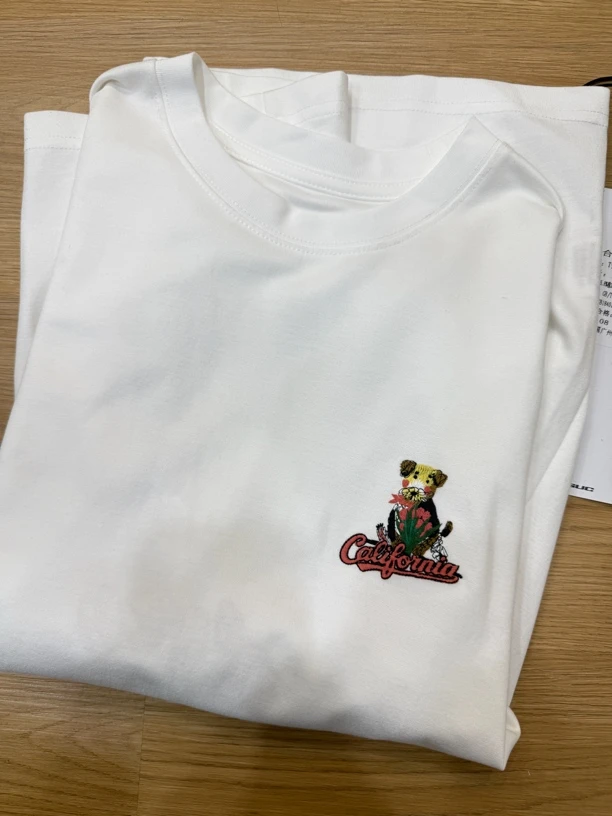 重工小狗刺绣阔版T恤5a8