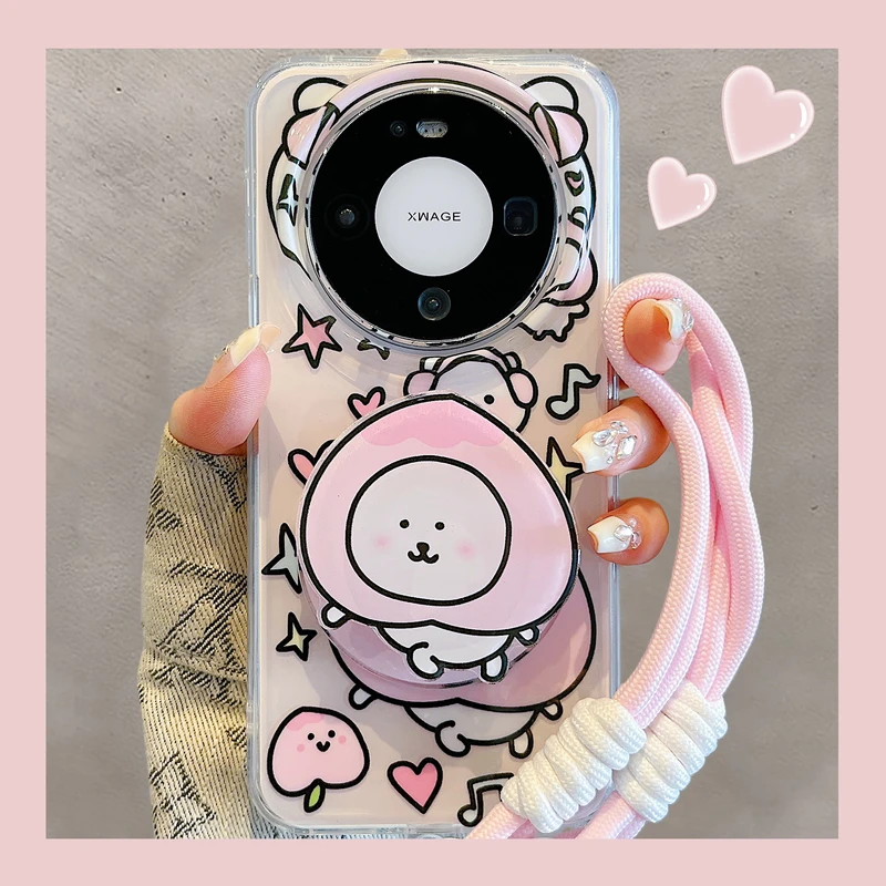 适用华为mate80promax新款手机壳少女粉色可爱自嘲熊mate70pro磁