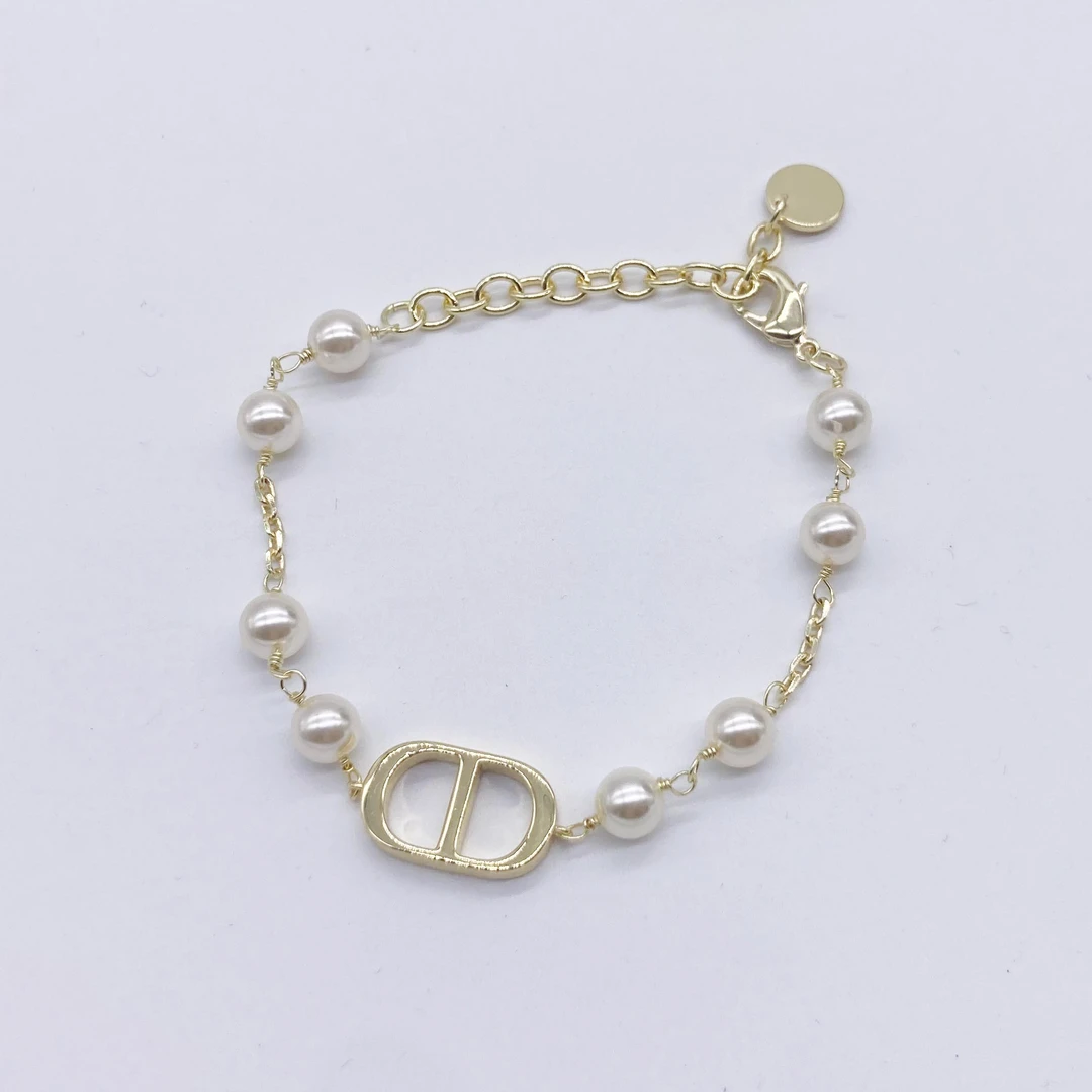 铜合金仿珍珠手链 简约气质百搭款手链、镀14K真金铜合金珍珠手链