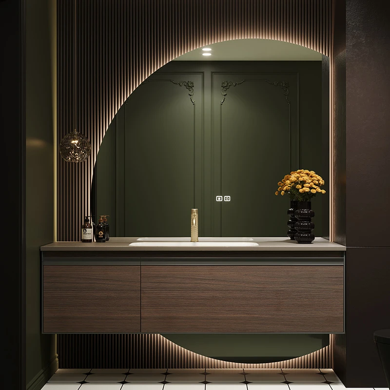 亿旋卫生间洗漱台洗手池HS030免漆浴室柜岩板热弯卫生间洗脸盆柜