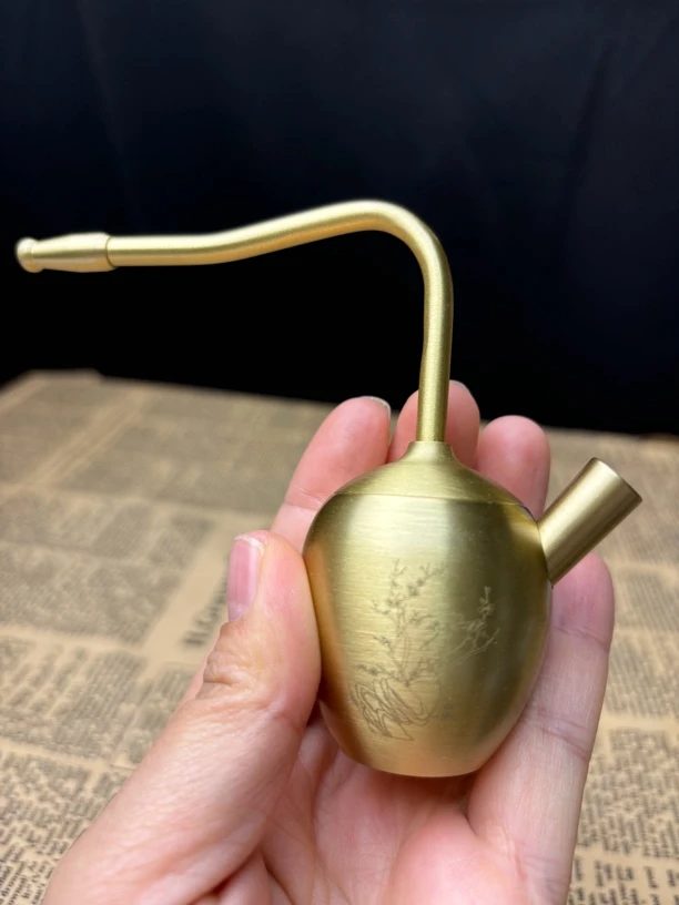 梅兰竹菊雕刻款椭圆奇趣蛋形粗中细三用便携式水过滤手把件