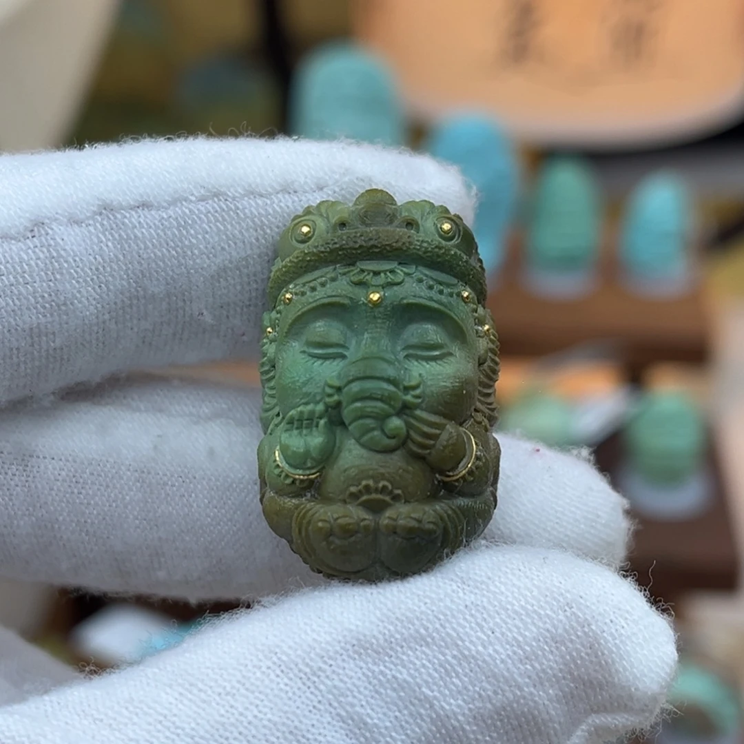 绿松石未镶嵌珠宝奇石象神 高28 97