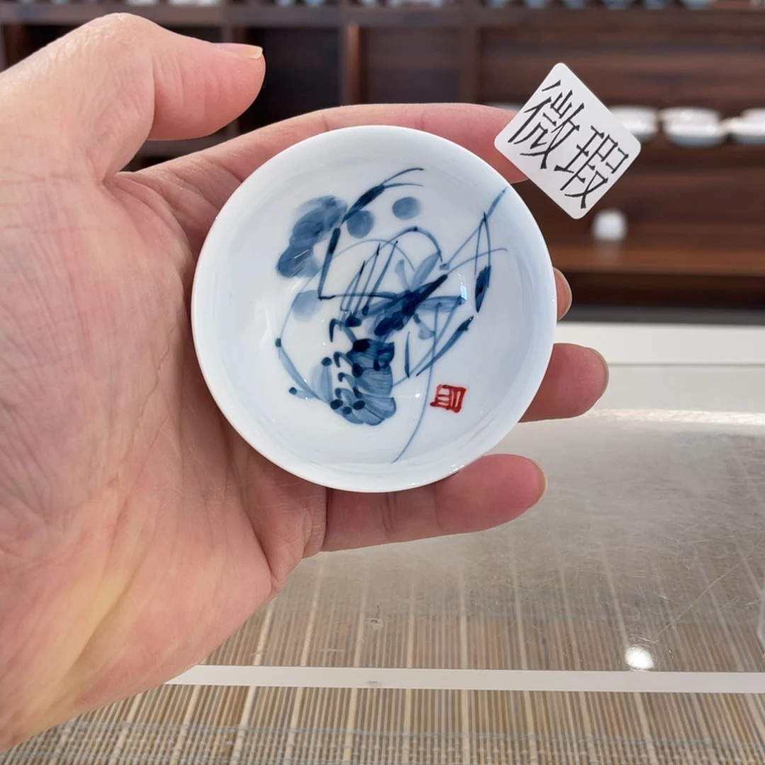 釉下手绘茶具微瑕