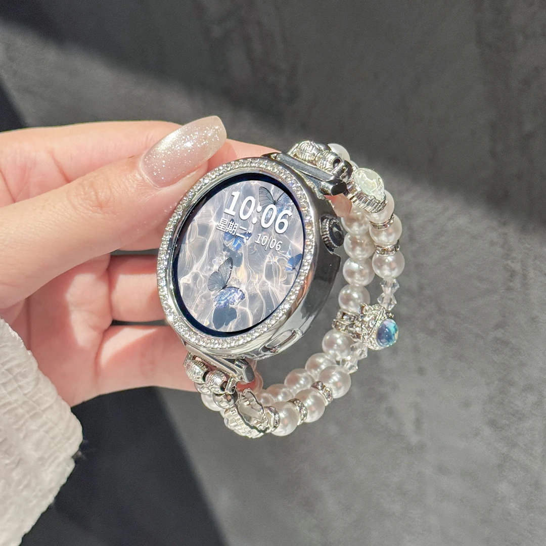 适用于华为gt5表带gt4双排gt5/6pro爱心多彩昣珠watch4/gt3腕带