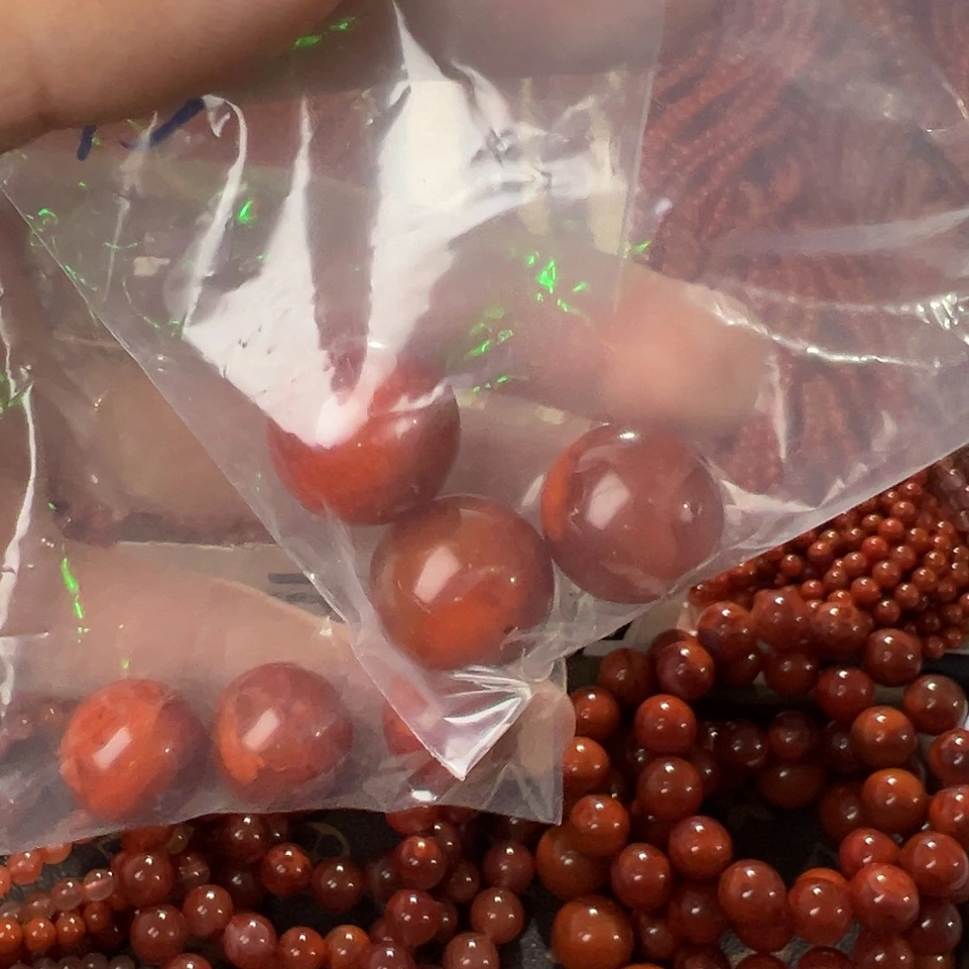 南红玛瑙未镶嵌手串单珠卡15-18