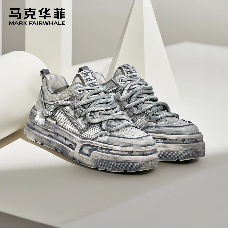 马克华菲男鞋春夏新款男鞋透气厚底百搭增高休闲鞋潮流时尚板鞋男