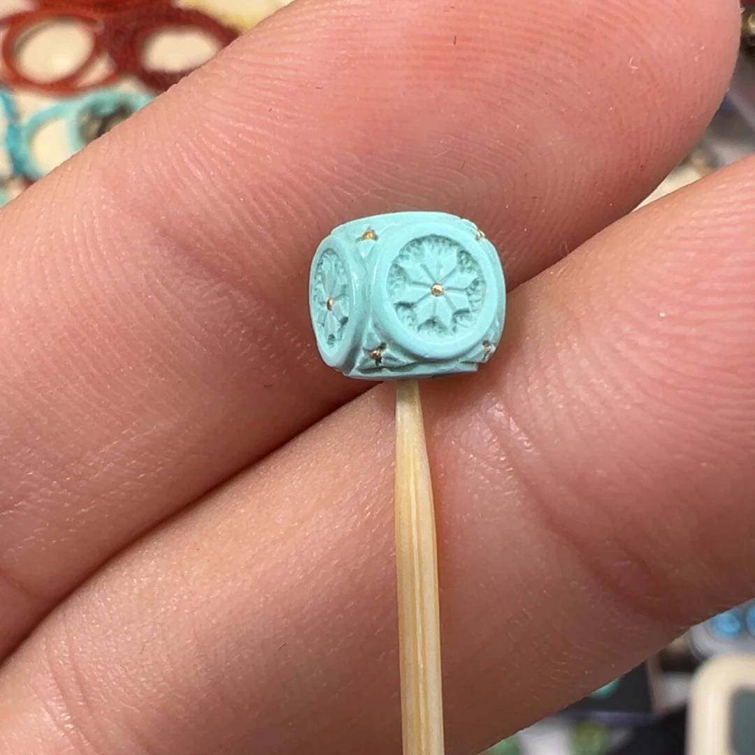 定制绿松石未镶嵌配饰六方配珠6.6mm