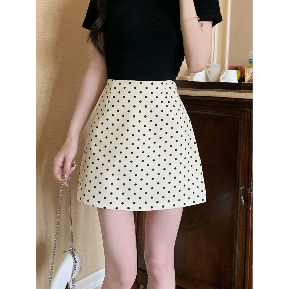 小矮个子辣妹波点半身裙女2025夏休新款闲包臀裙高腰直筒a字短裙