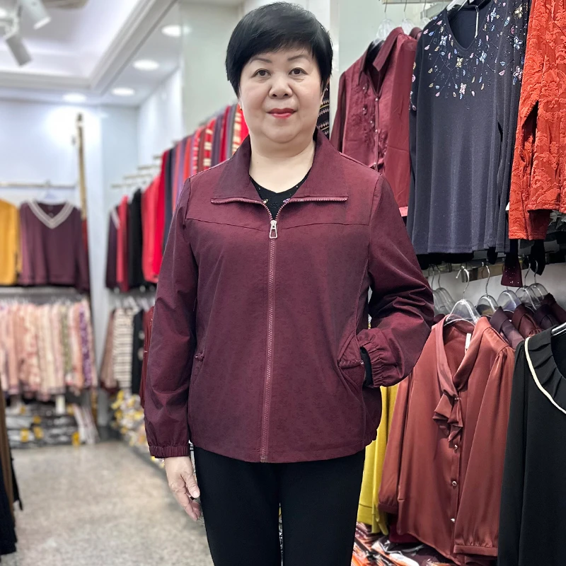 妈妈秋装洋气外套2025新款时尚风衣夹克衫中老年人女春秋季上衣服